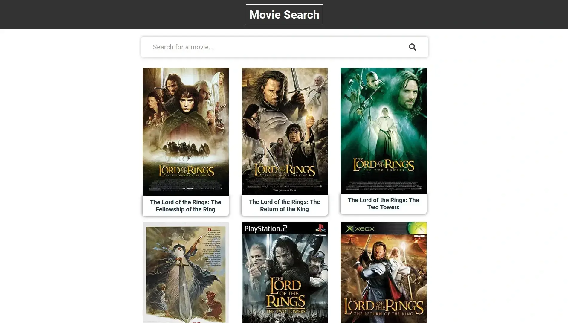 Screenshot or preview of Movie Search project